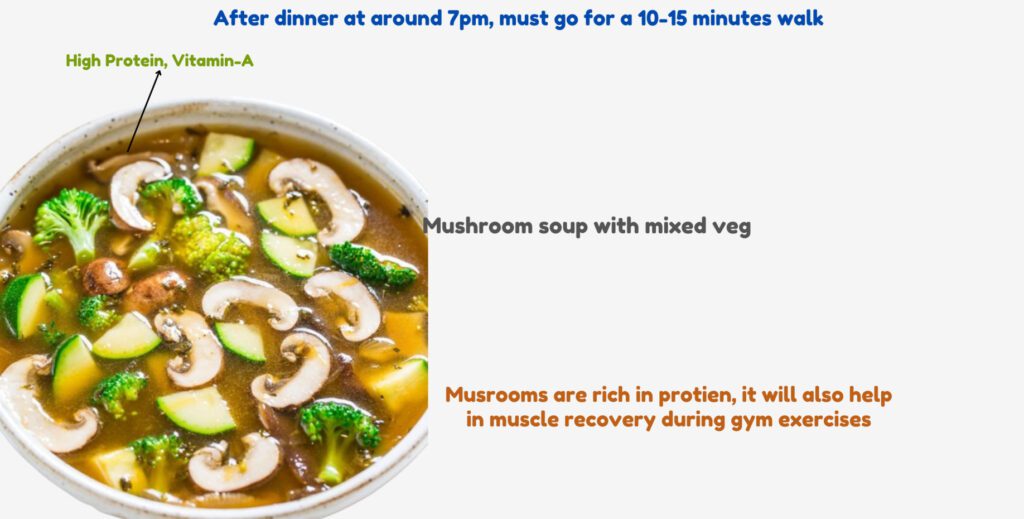 Mushroom soup with mixed vegetables