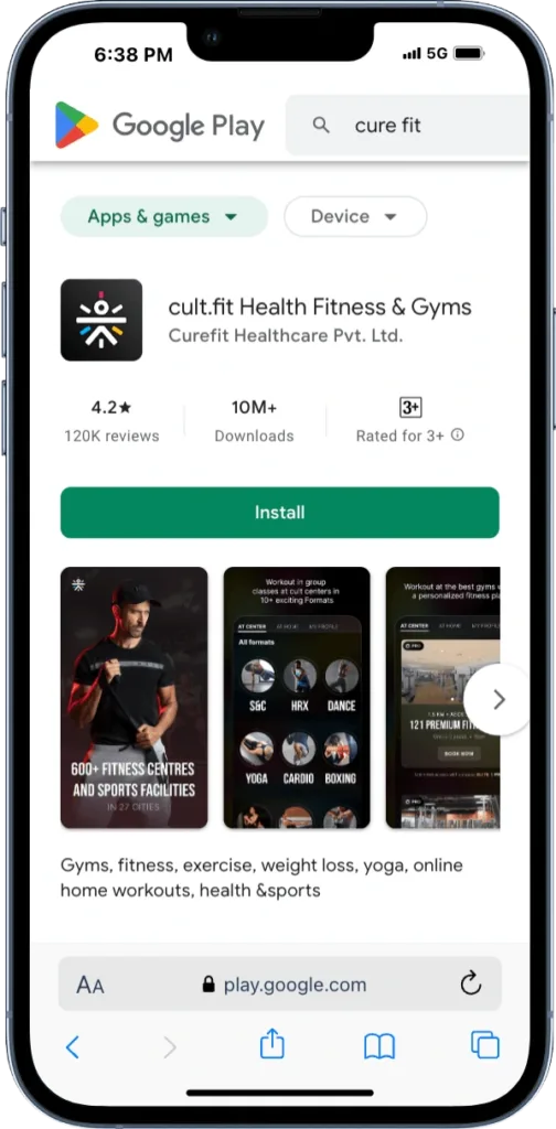 Cure Fit fitness and weight loss app